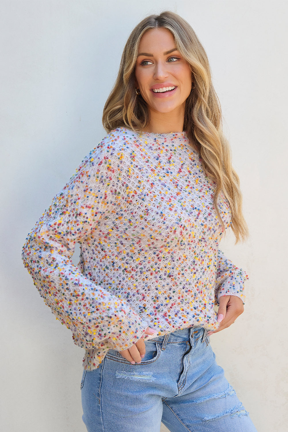 Haut pull pop-corn en tricot confettis