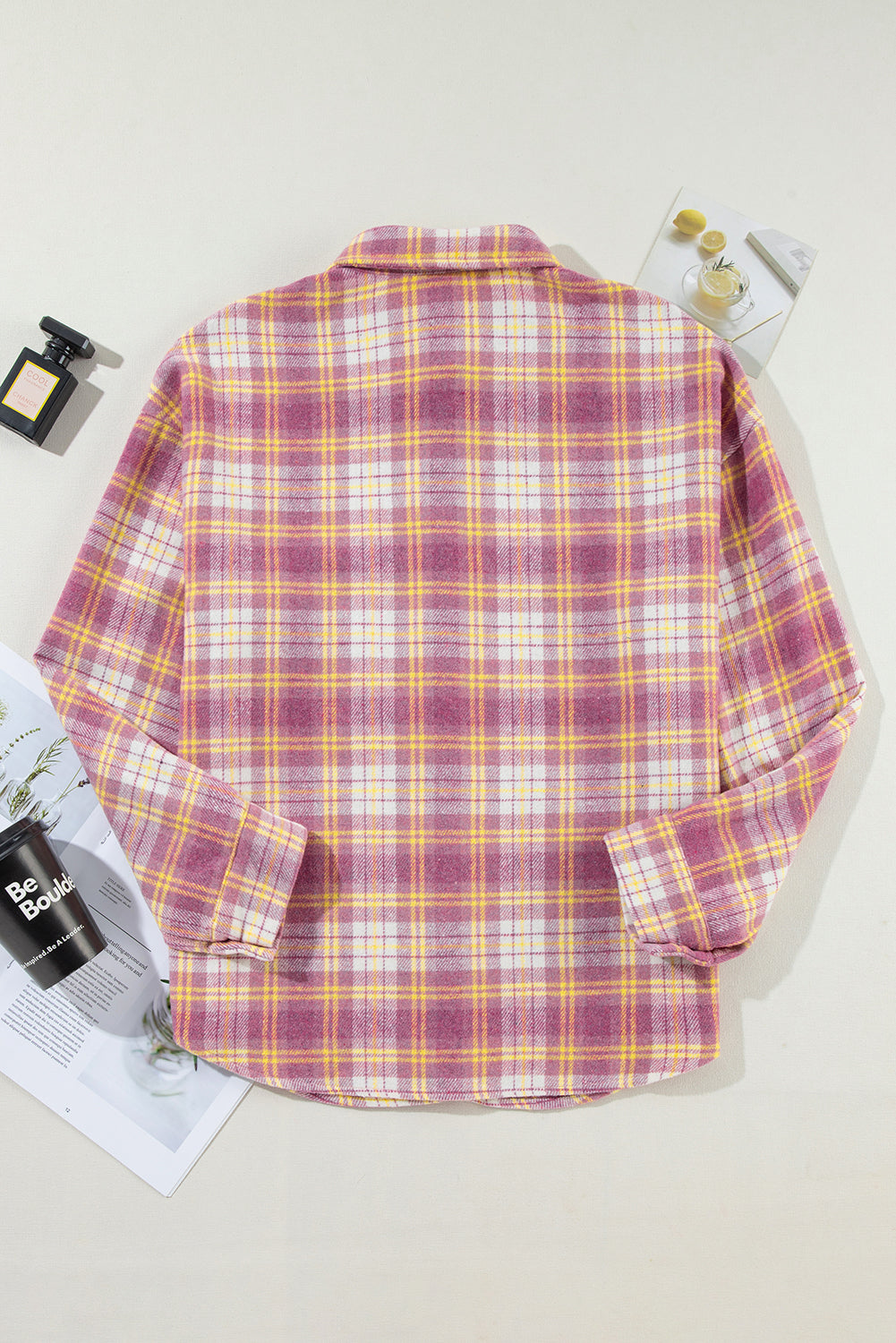 Veste à manches longues et poche poitrine imprimée à carreaux