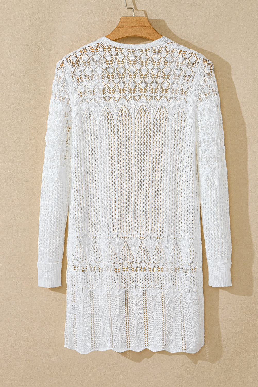 Cardigan ouvert sur le devant ajouré au crochet