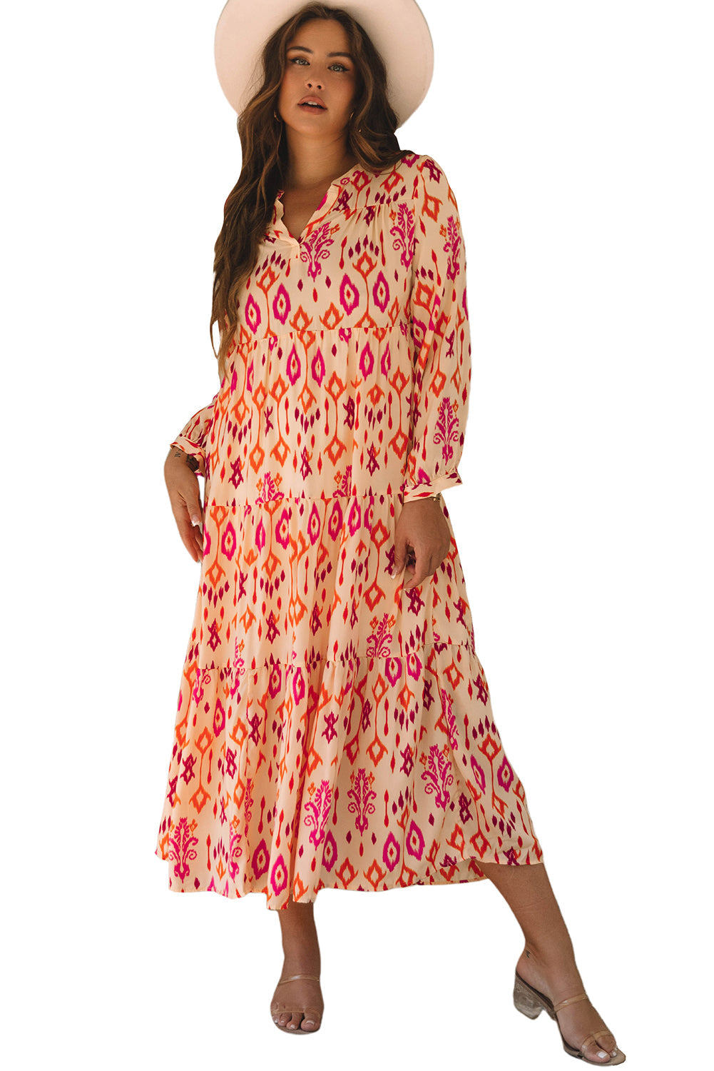 Robe longue imprimée géométrique abstraite occidentale