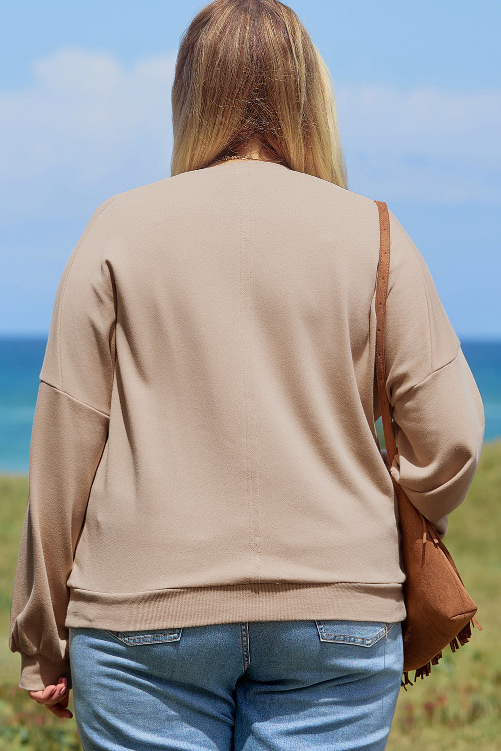 Sweat-shirt en tissu éponge délavé avec signe de paix floral, grande taille