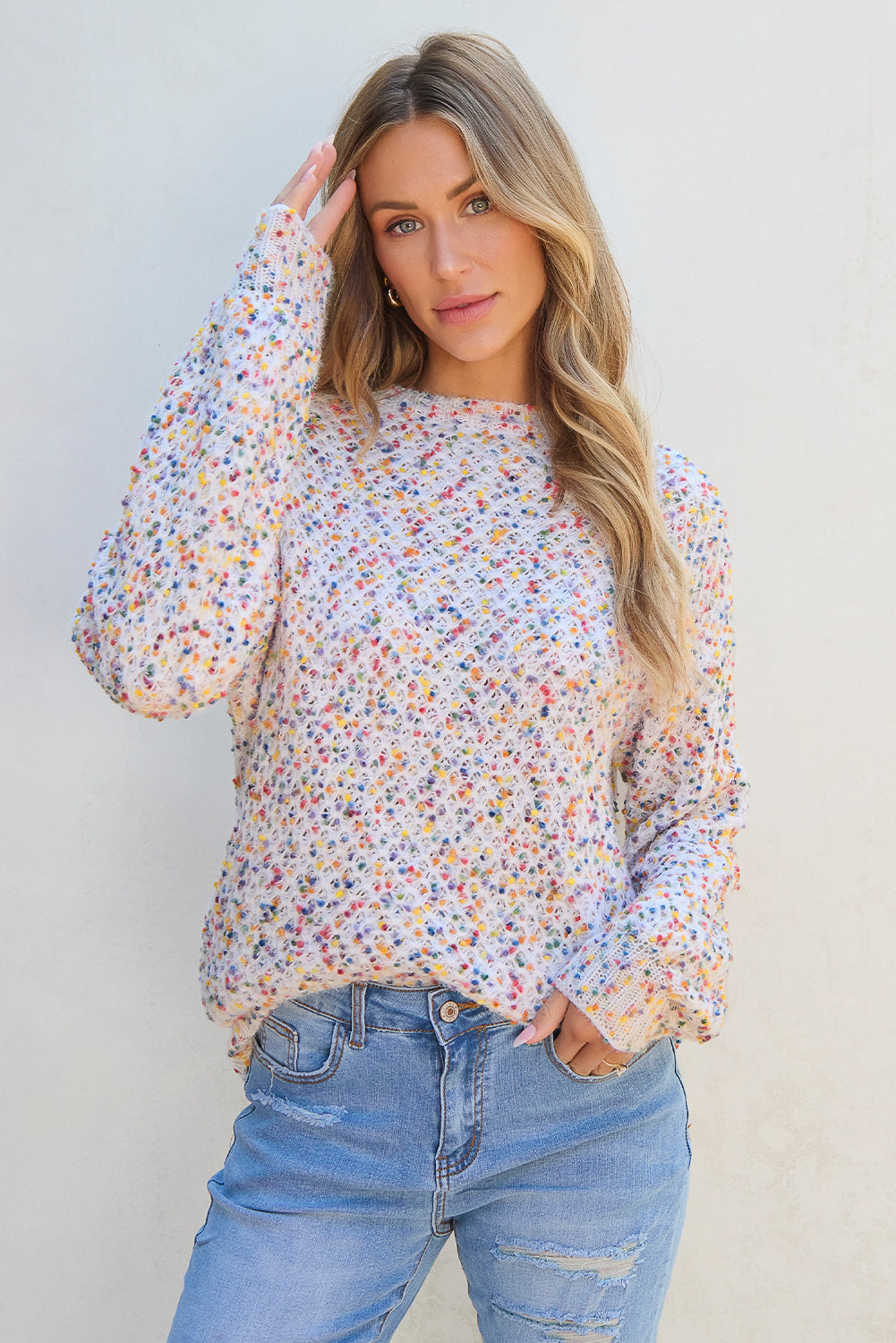 Haut pull pop-corn en tricot confettis