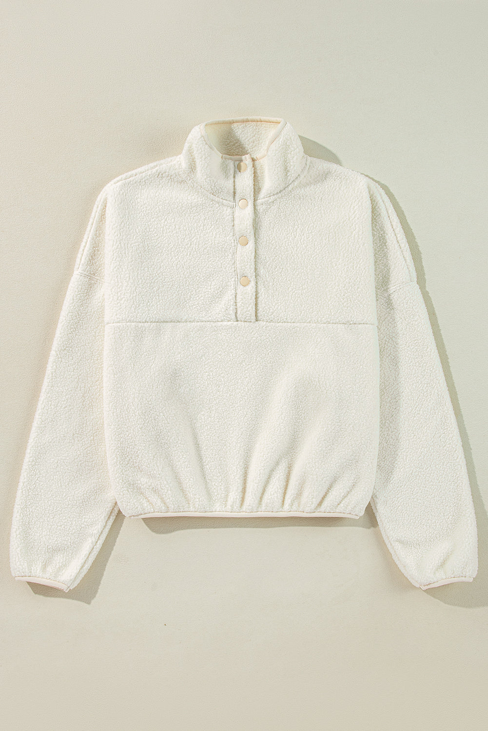 Sweat-shirt à épaules tombantes et col rabattu avec patte de boutonnage en polaire