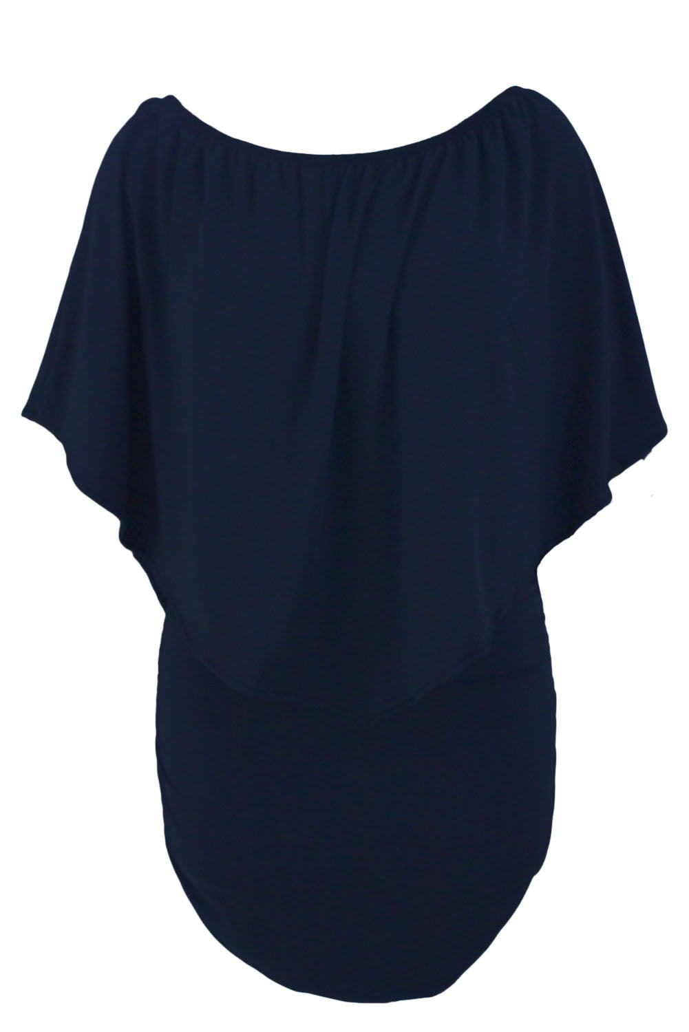 Mini-robe poncho superposée bleu foncé de grande taille