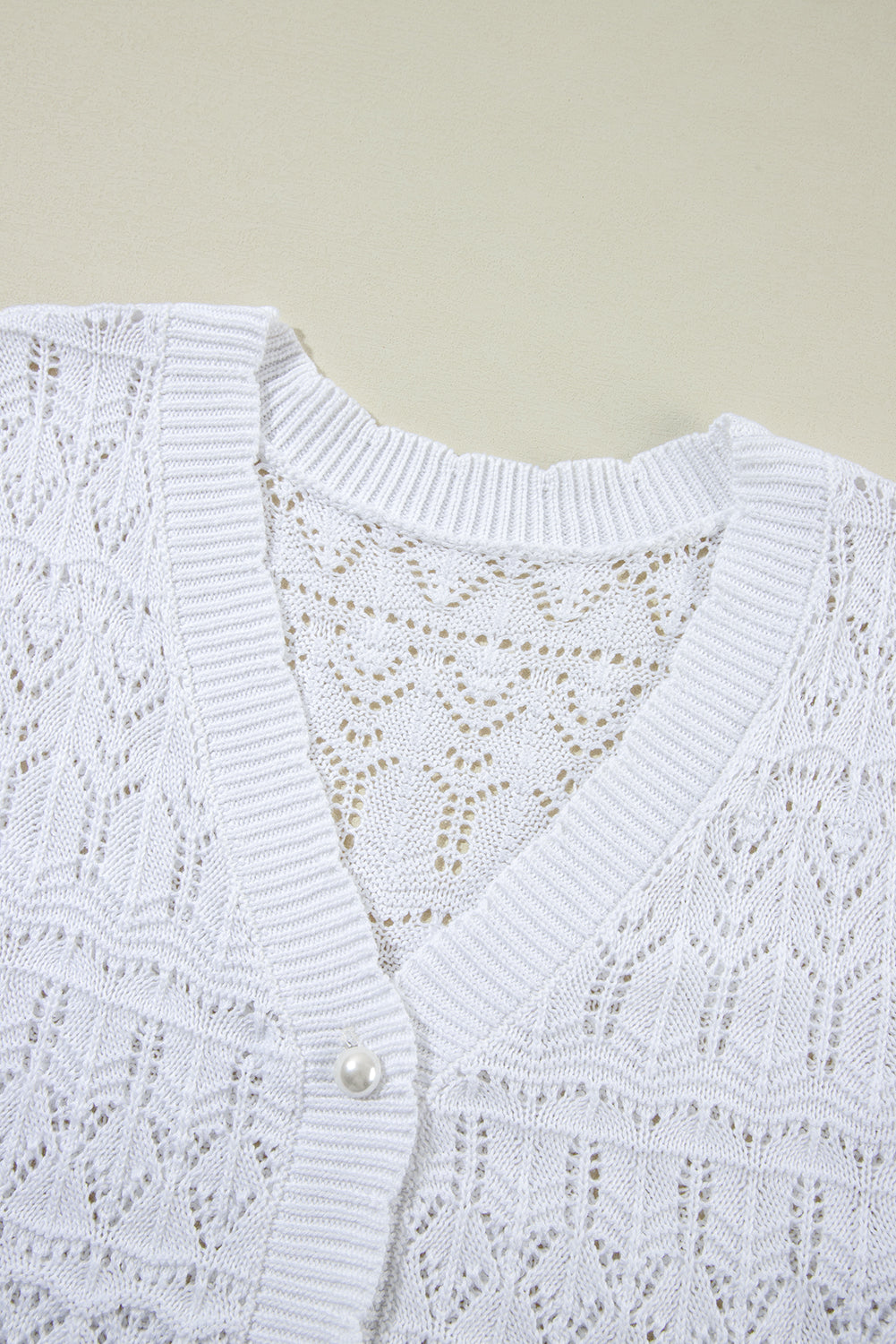 Cardigan tricoté a col en V ajouré Frenchy