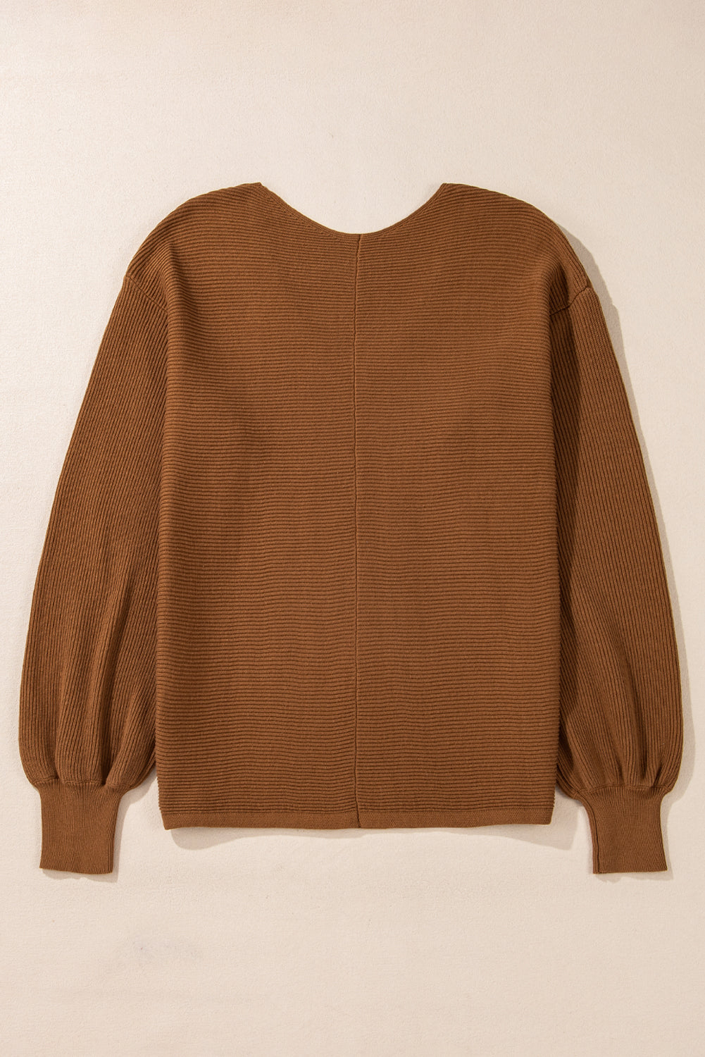 Pull ample en tricot côtelé a manches tombantes et col en V