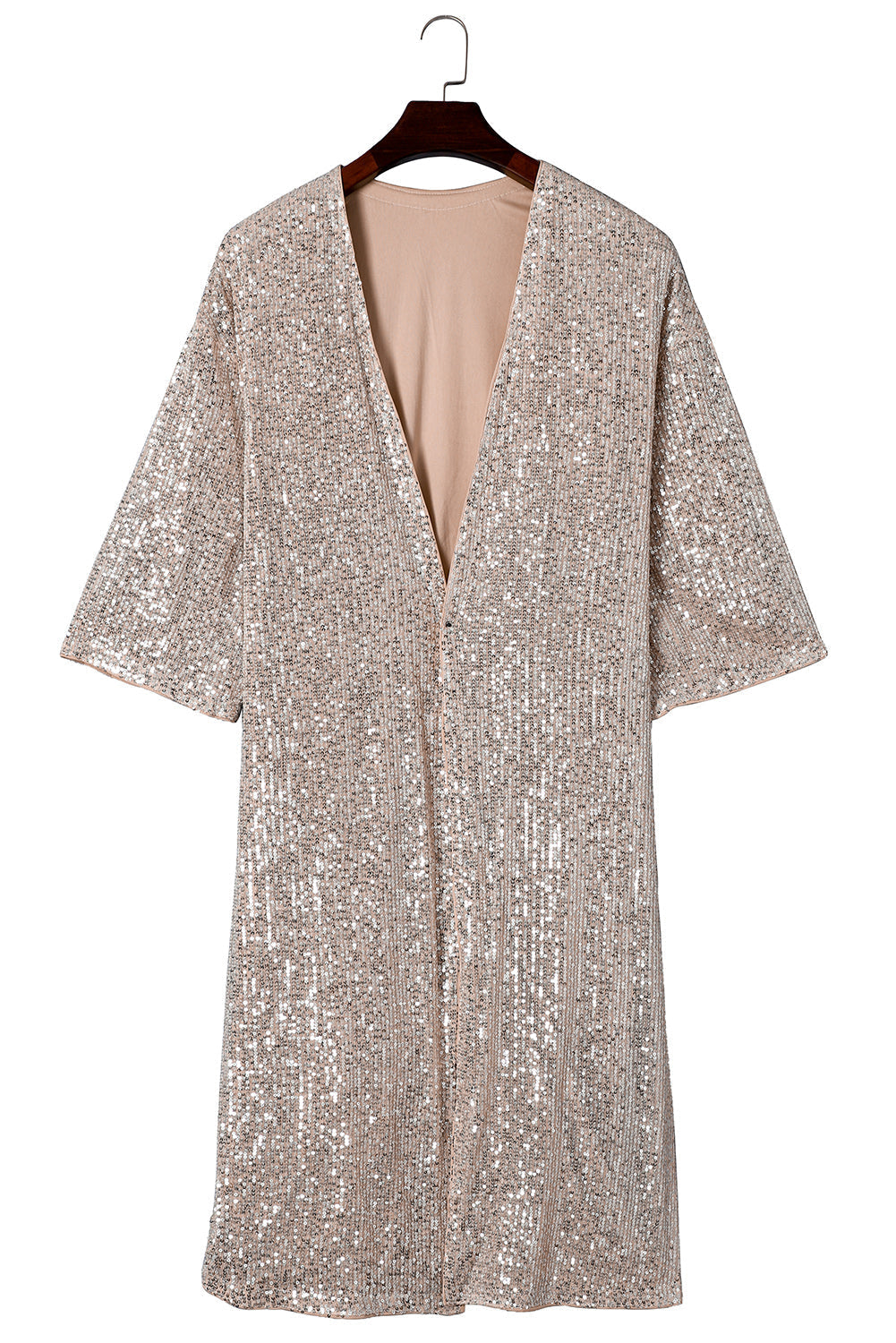 Kimono plumeau ouvert à manches 3/4 et sequins