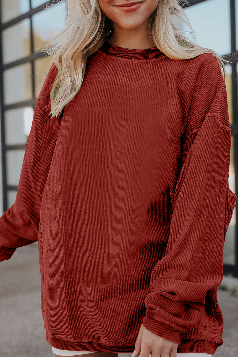 Sweat oversize en velours côtelé
