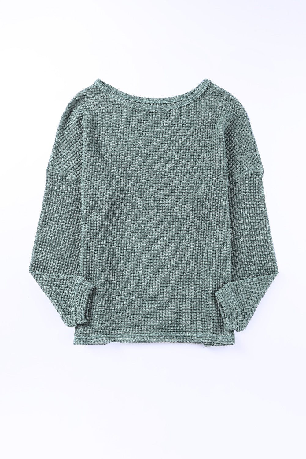 Haut à manches longues et épaules tombantes en tricot gaufré