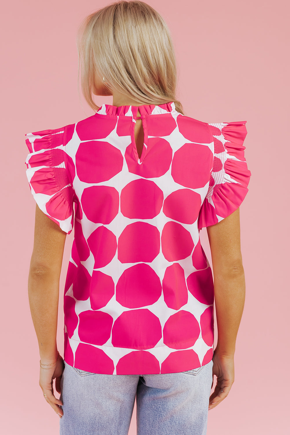 Haut à col volanté et manches flottantes à motif bubblegum
