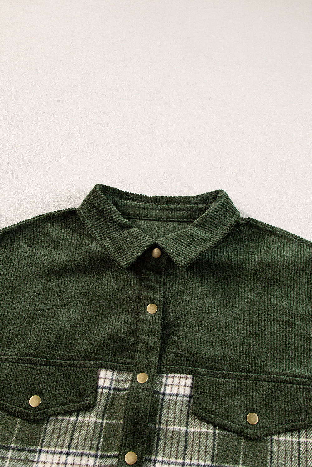 Veste à carreaux color block avec boutons-pression
