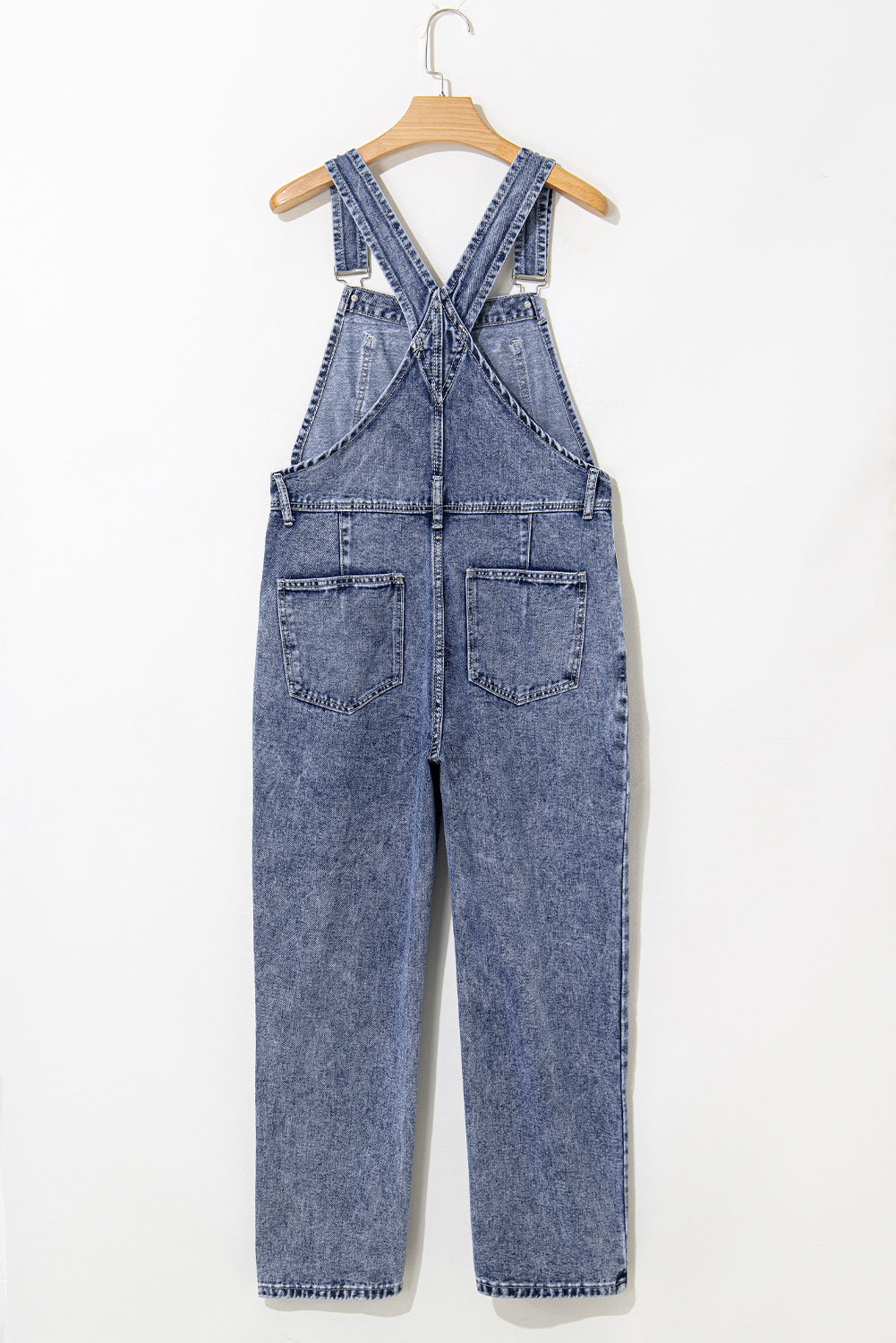 Combinaison en denim a jambe droite avec poches