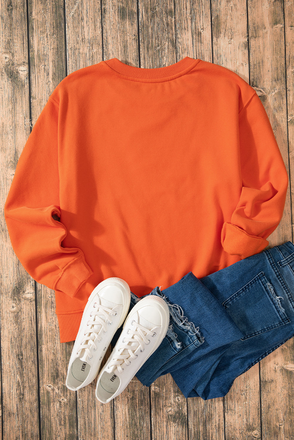 Sweat-shirt en tissu éponge à épaules tombantes doublé de polaire uni