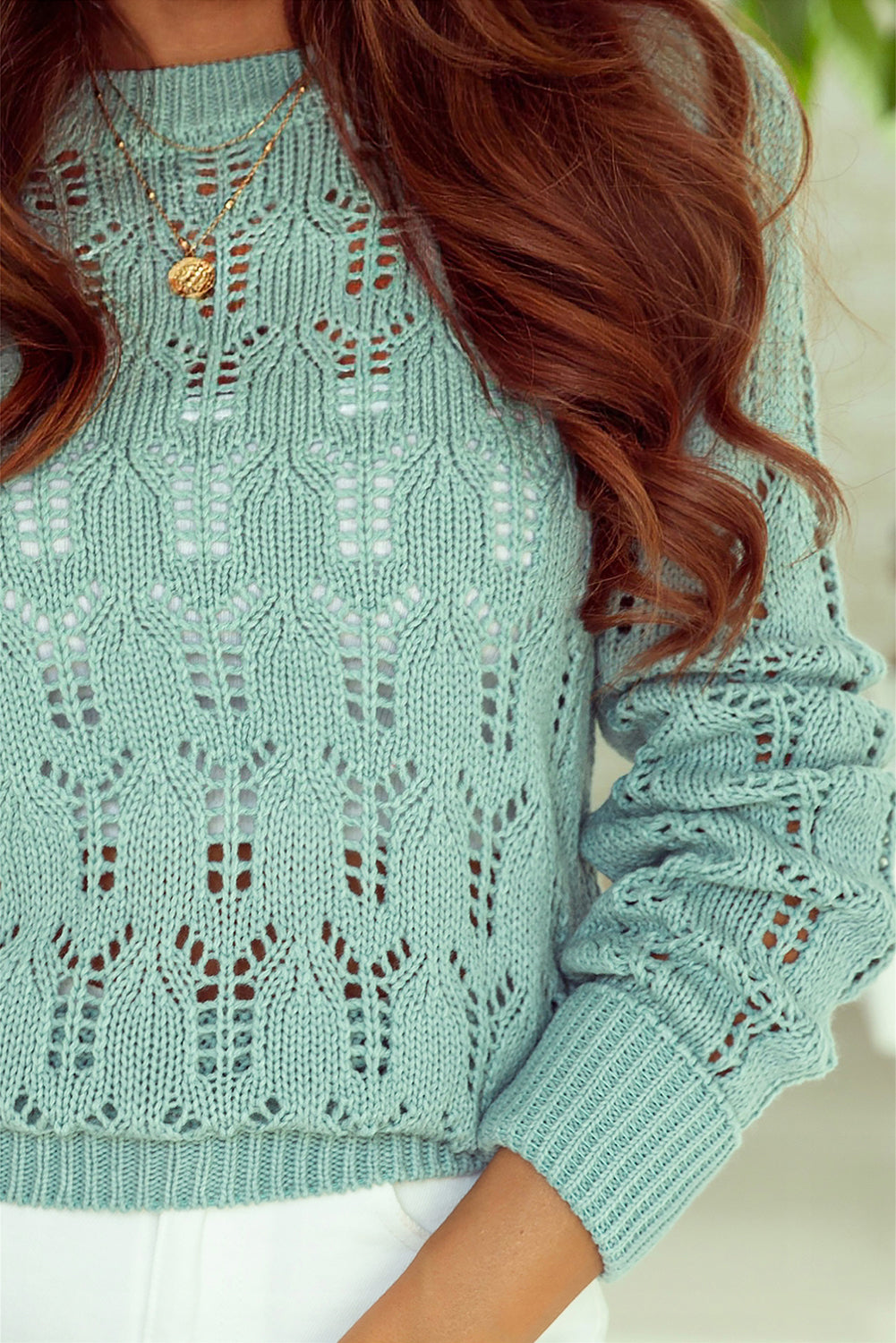 Pull en maille pointelle transparente