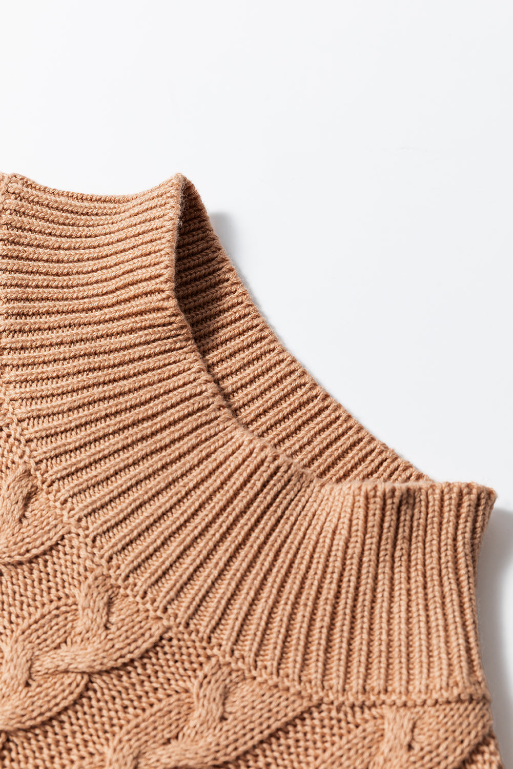 Débardeur a col montant en tricot torsadé de couleur unie