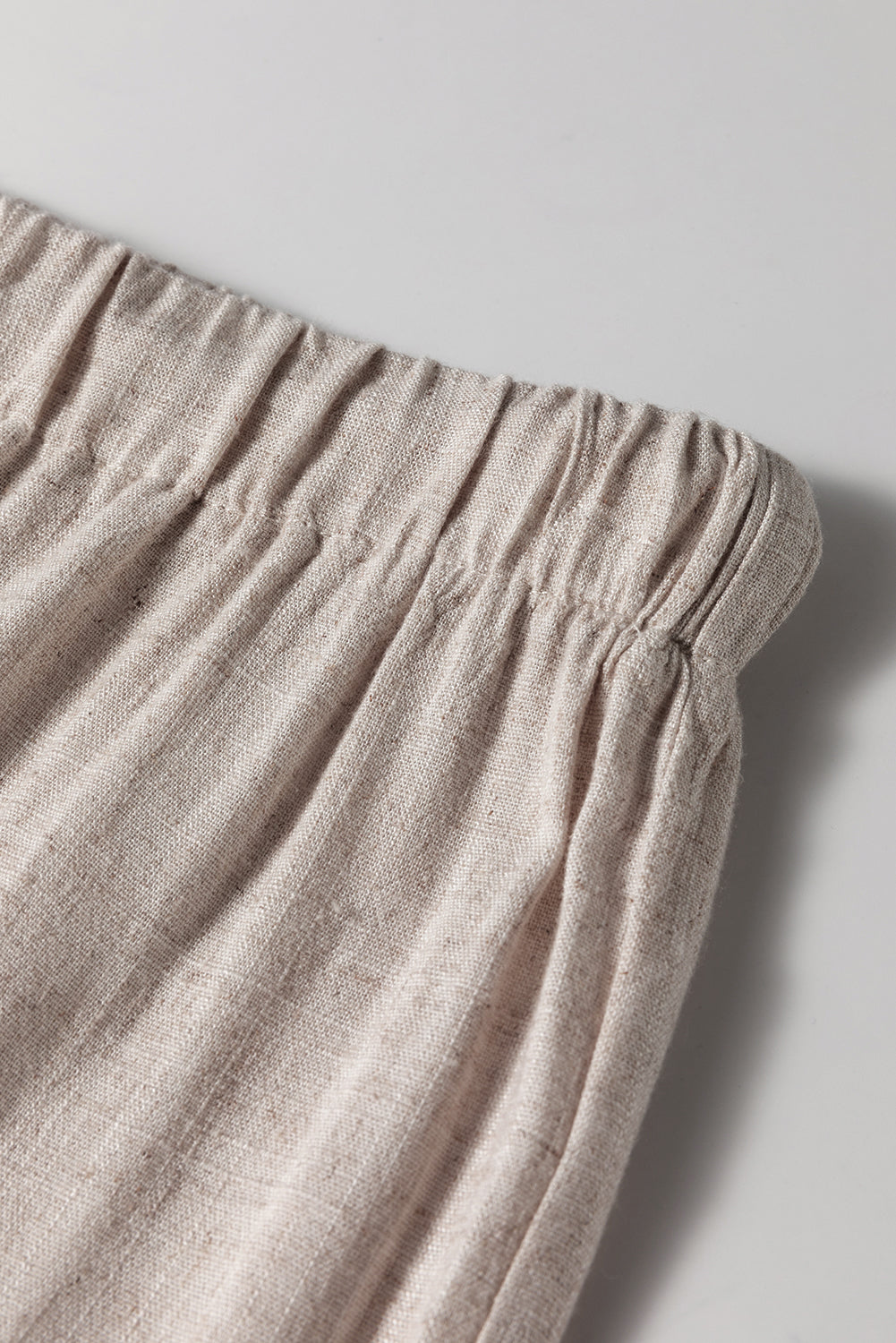 Pantalon ample cargo en lin style bohème avec cordon de serrage a la taille et bords bruts