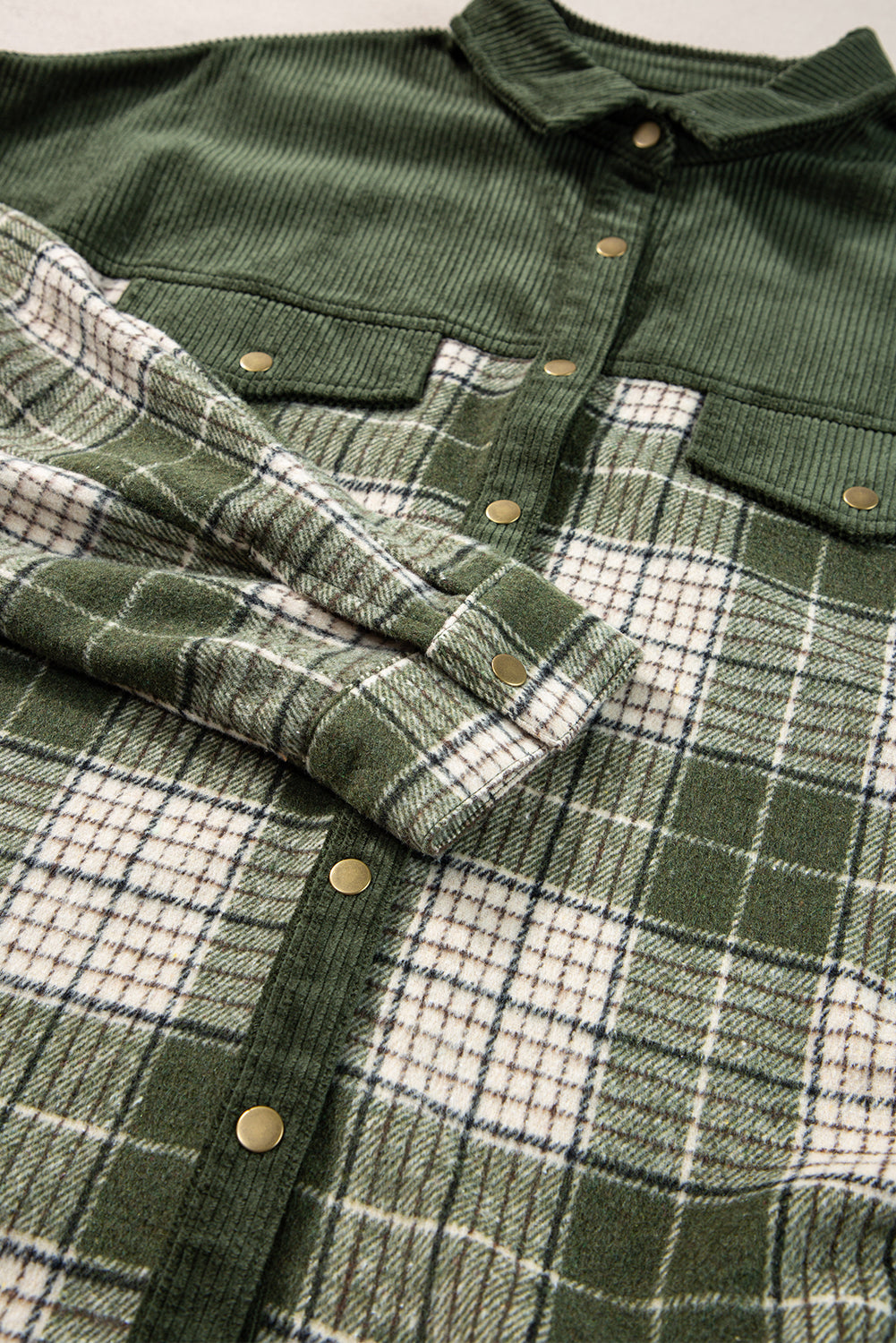 Veste à carreaux color block avec boutons-pression