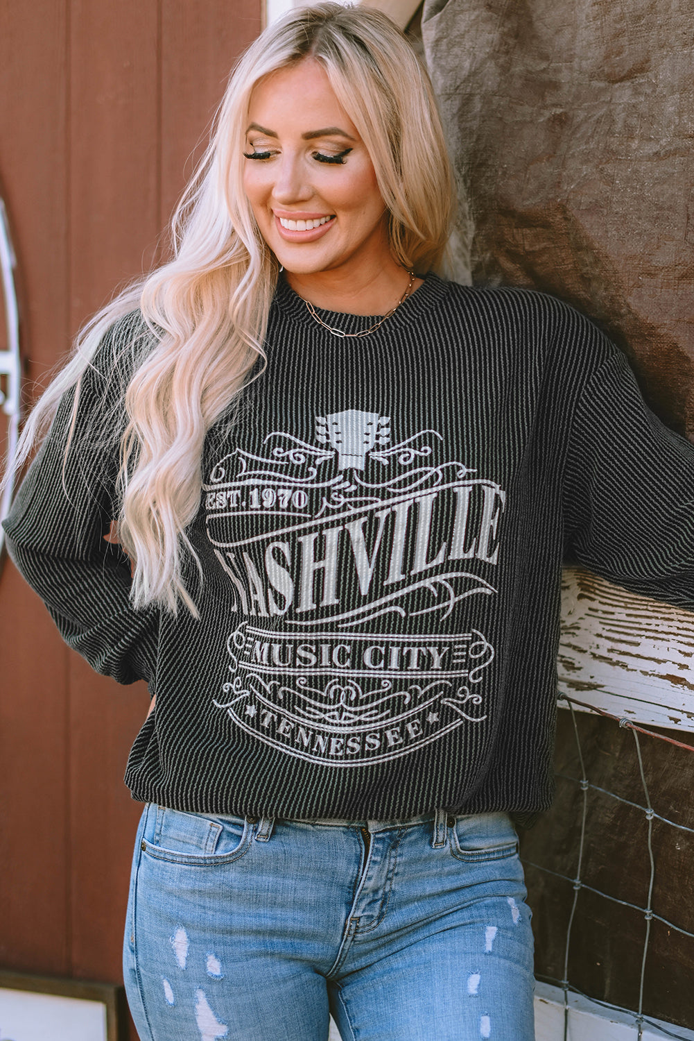 NASHVILLE MUSIC CITY Sweat-shirt graphique filaire
