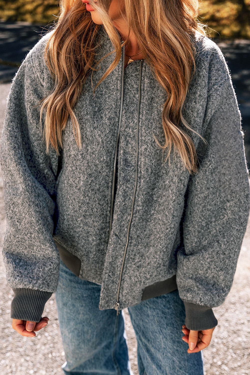 Veste duveteuse zippée a manches avec poches