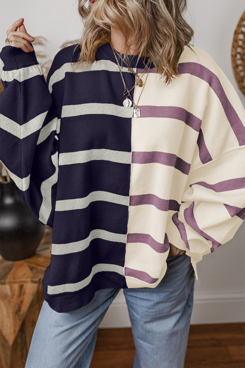 Pull surdimensionné à blocs de couleurs