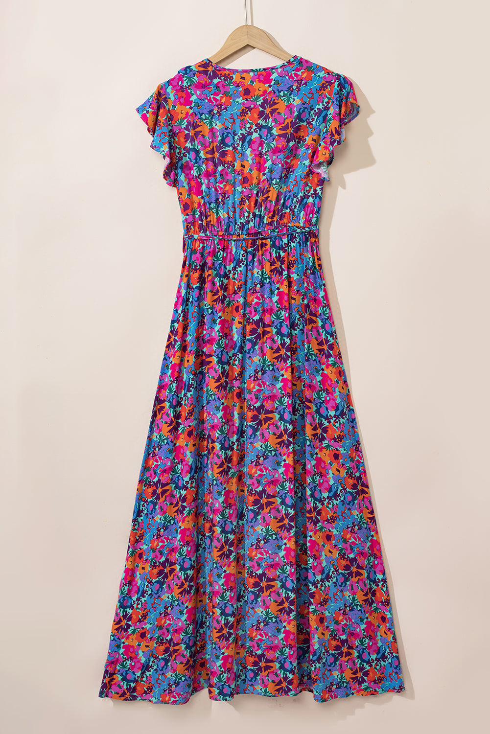 Robe longue fendue portefeuille a col en V et imprimé floral