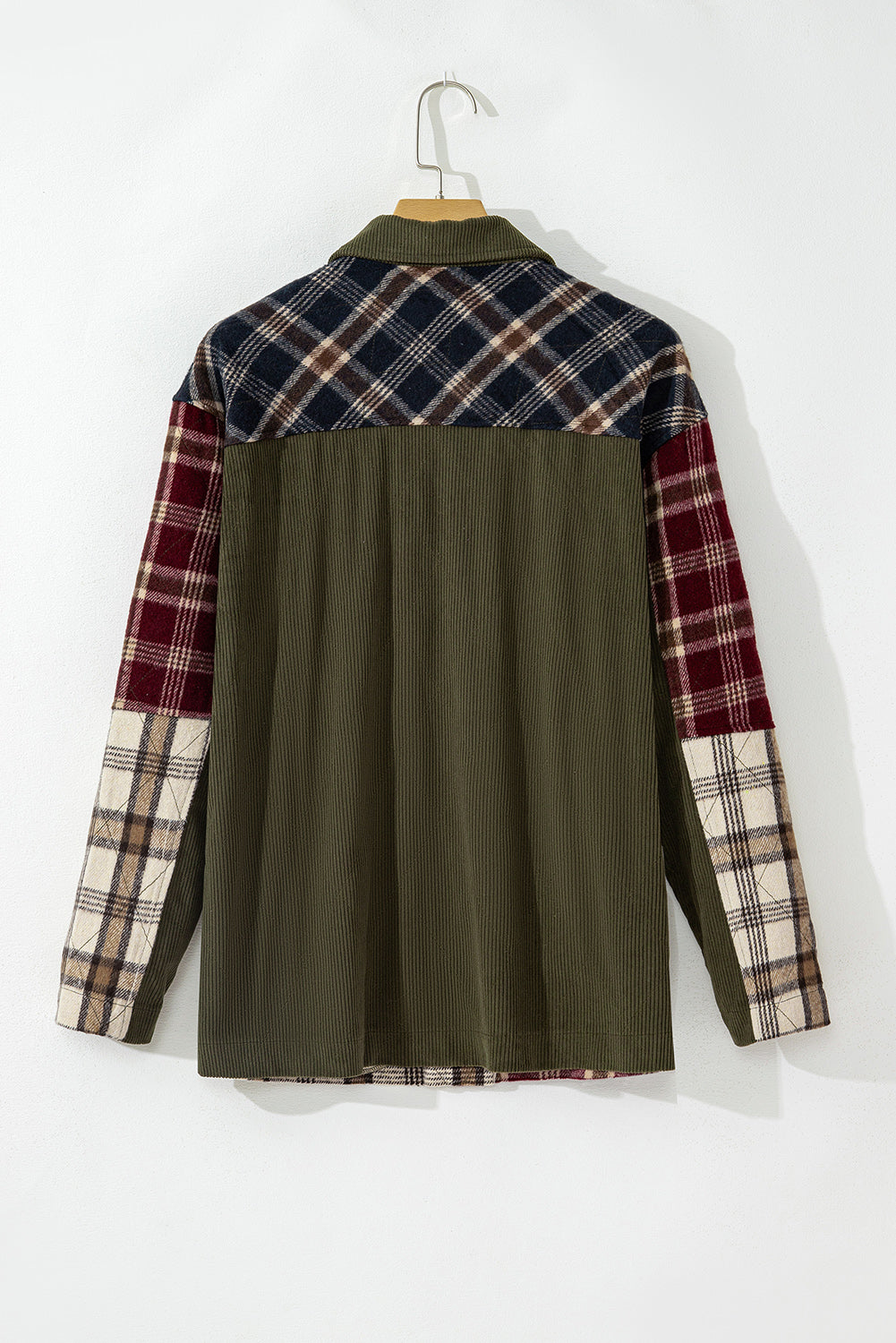 Veste rétro à carreaux mélangés et patchwork