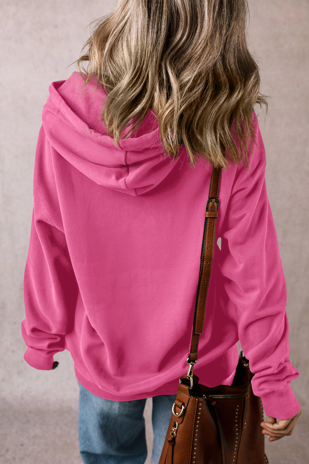 Sweat à capuche coupe ample uni avec poche kangourou et cordon de serrage