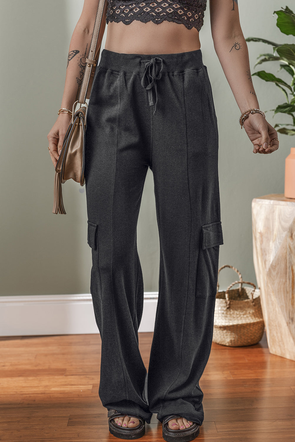 Pantalon de survêtement avec poches cargo et cordon de serrage