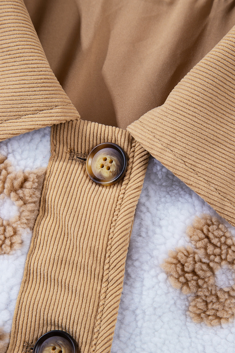 Veste polaire boutonnée a motif de fleurs mignonnes