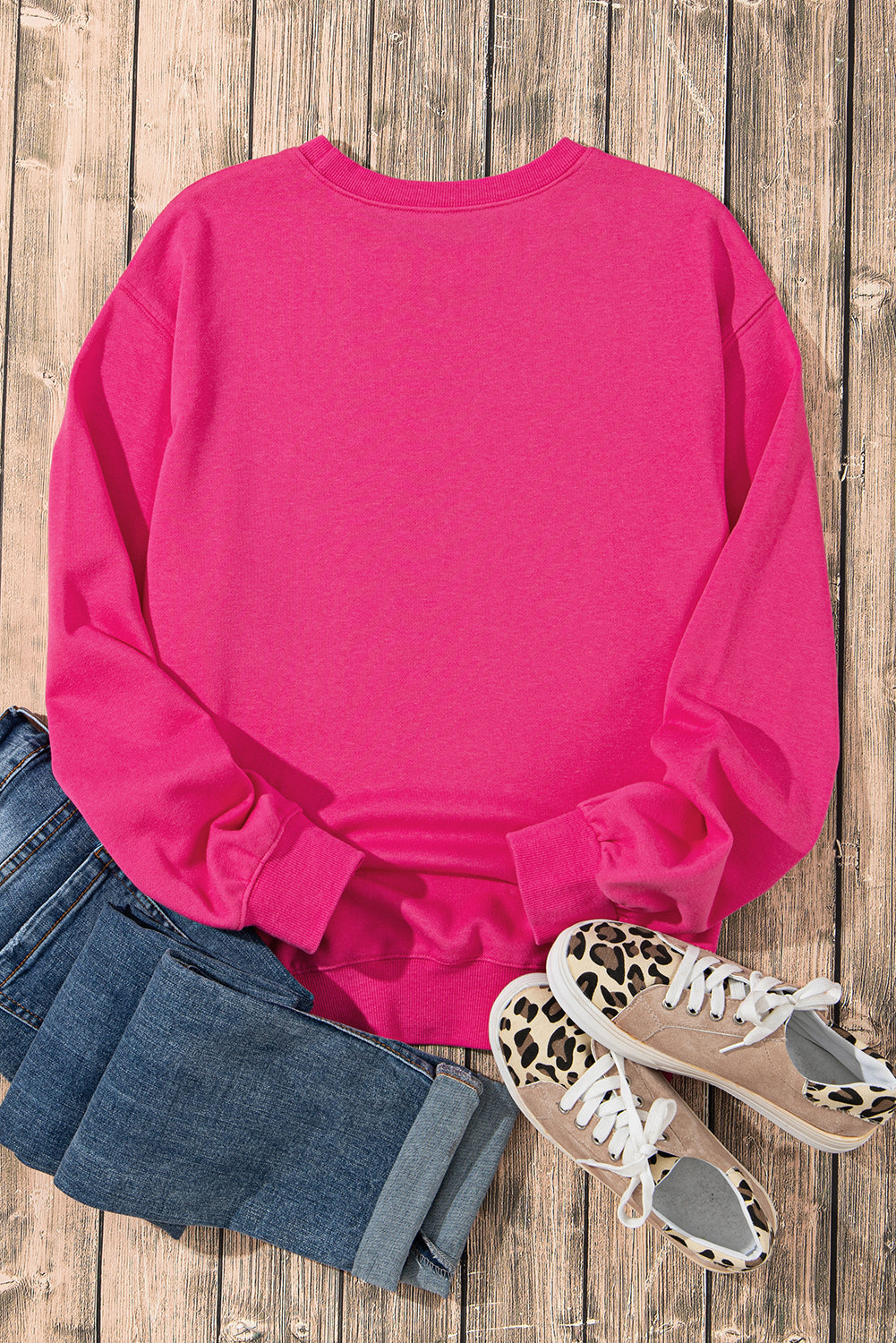 Sweat-shirt graphique a patch double cœur en vache et sequins