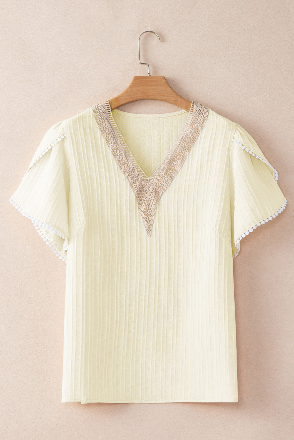 Plus - Blouse contrastée à manches pétales en dentelle guipure