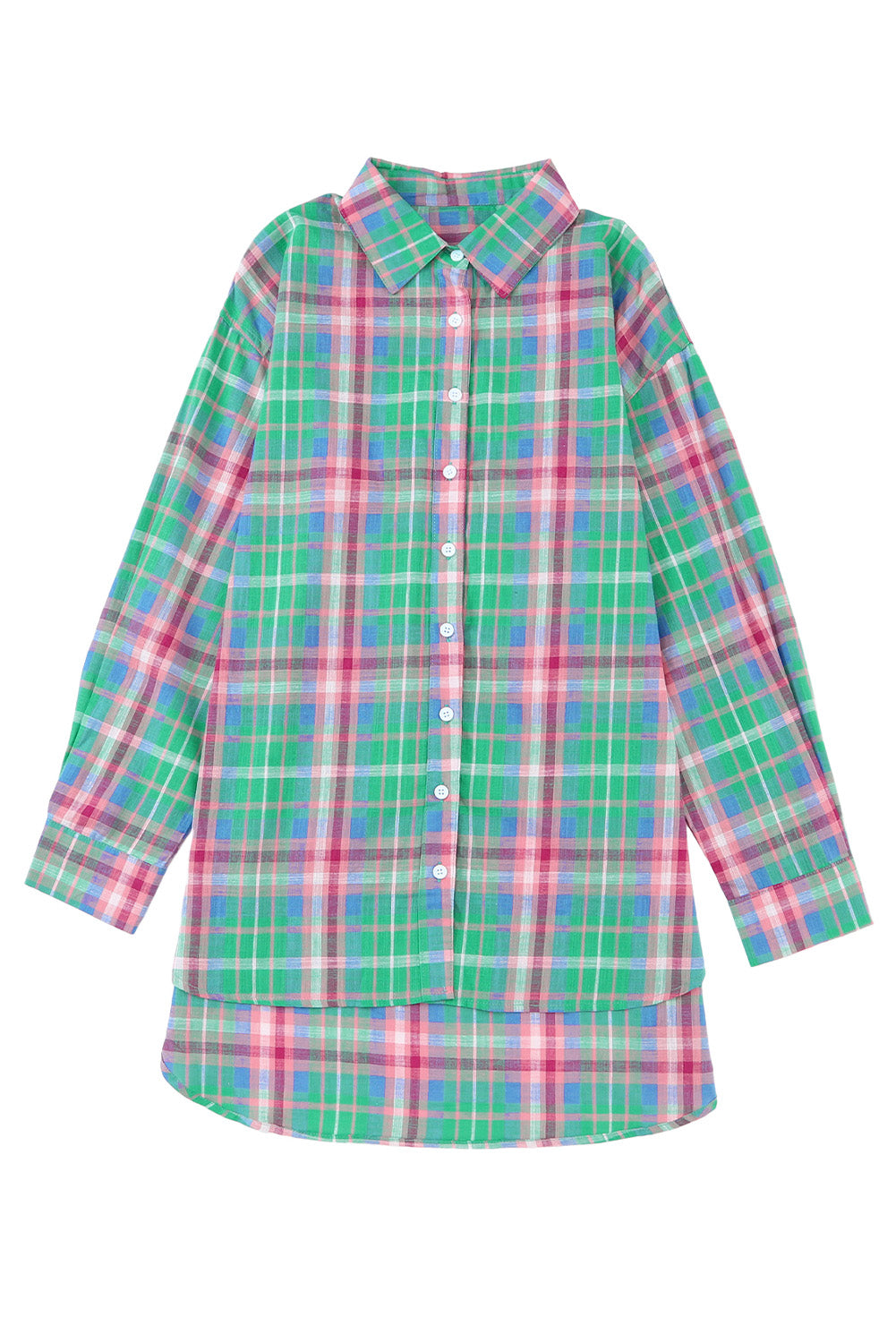 Chemise fendue boutonnée à manches longues et à carreaux