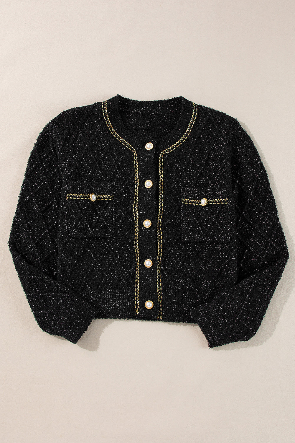Cardigan boutonné avec poche a rabat scintillant
