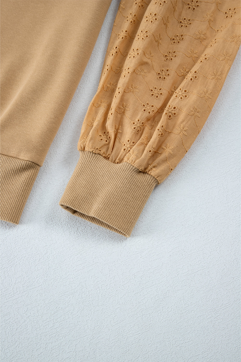 Sweat-shirt uni à manches patchwork et col rond