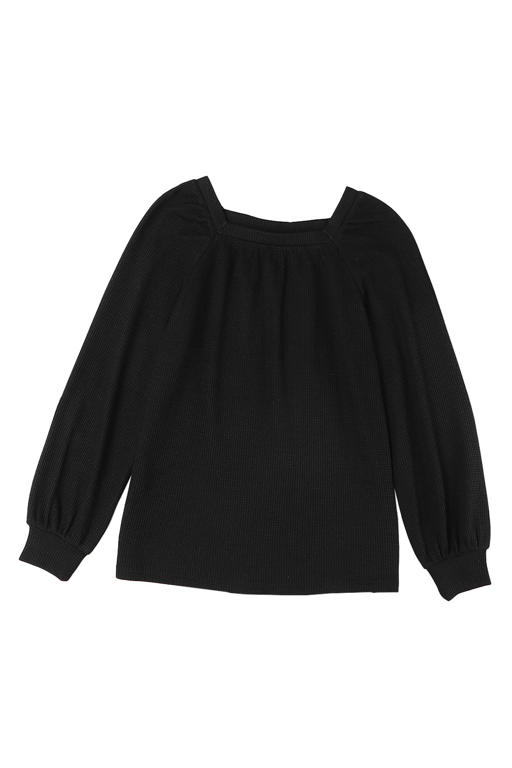 Haut en tricot gaufré à manches bouffantes et col rond