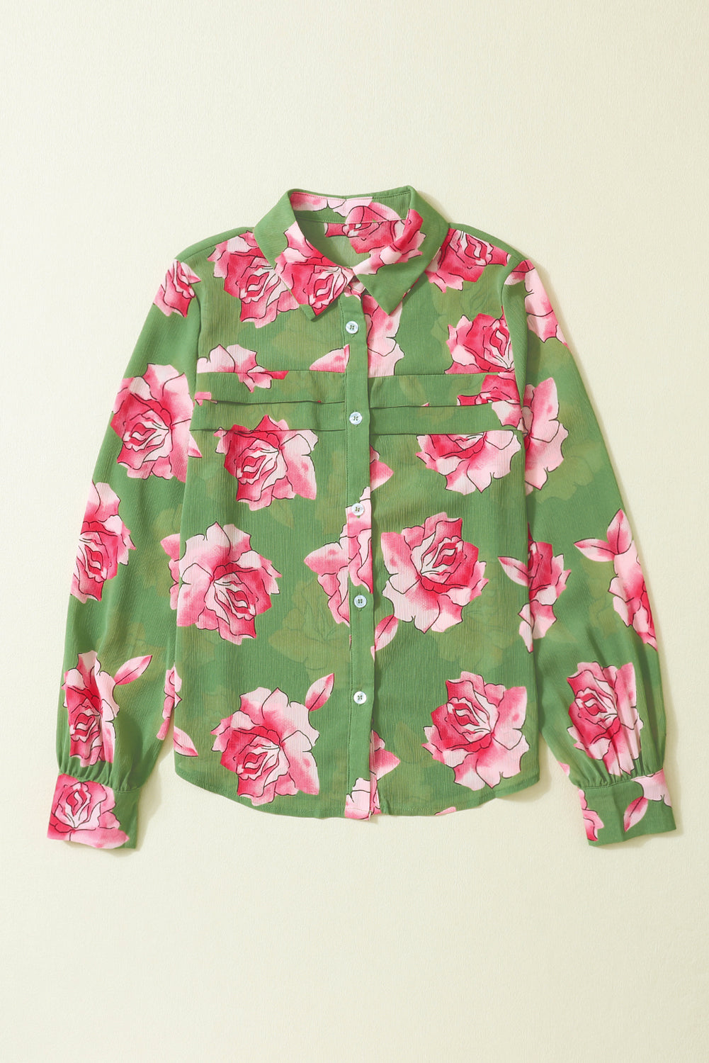 Chemise à manches bouffantes et détails plissés à imprimé floral