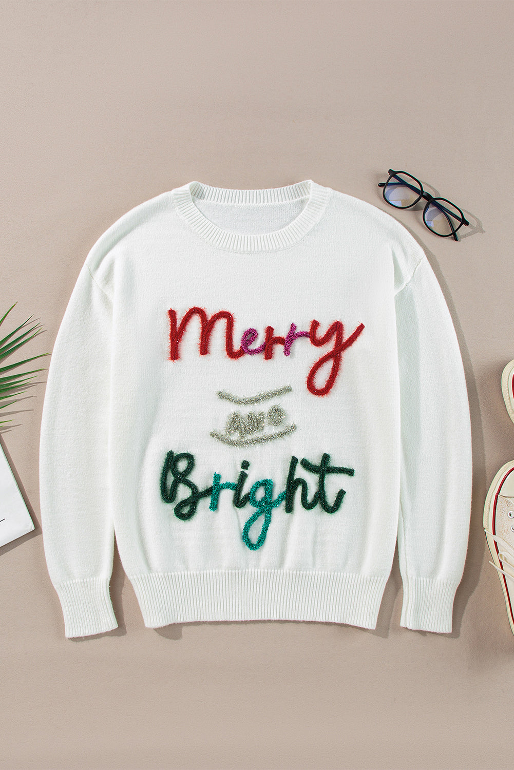 Pull de Noël graphique joyeux et lumineux Tinsel