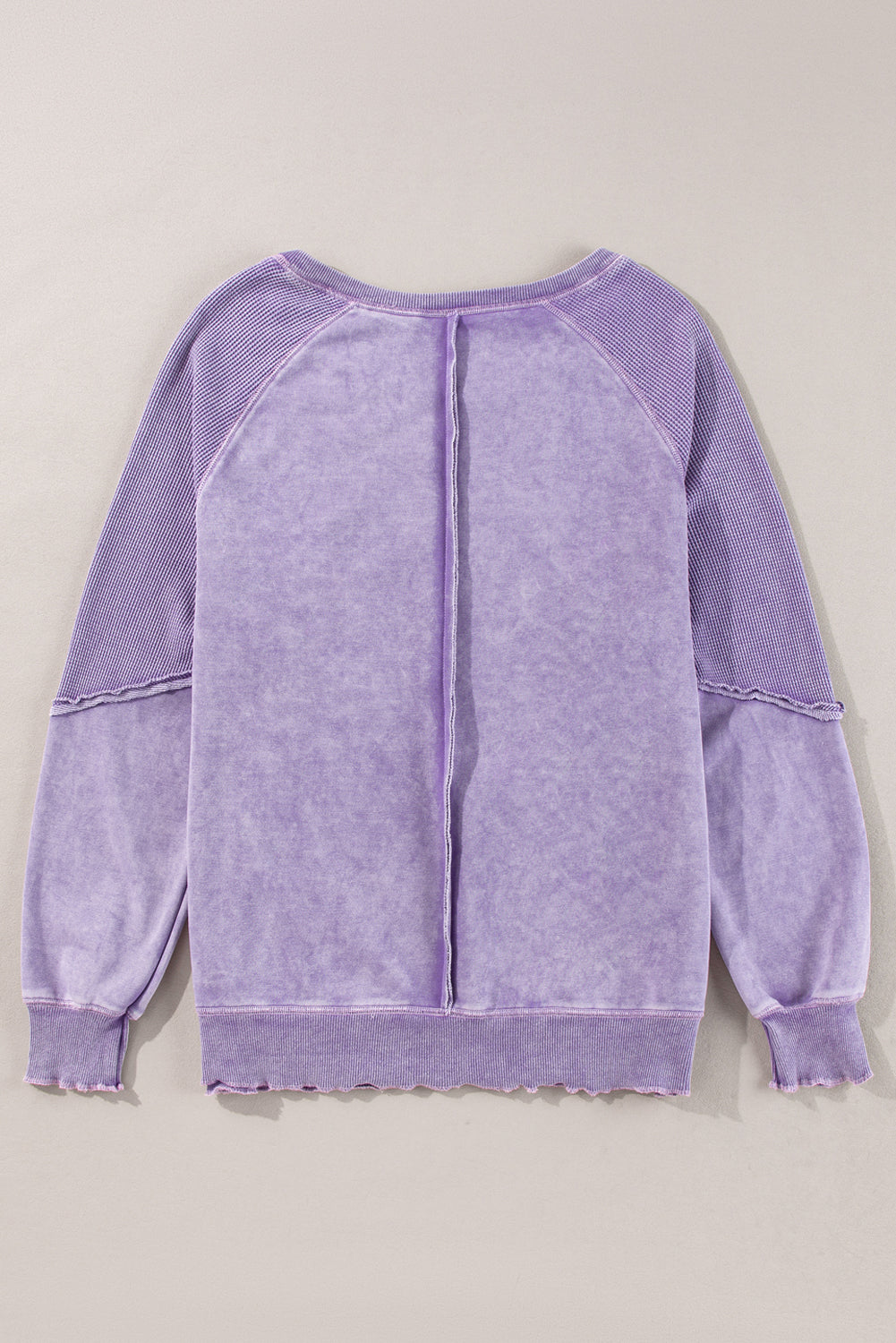 Sweat-shirt à manches raglan et patchwork en tricot gaufré uni