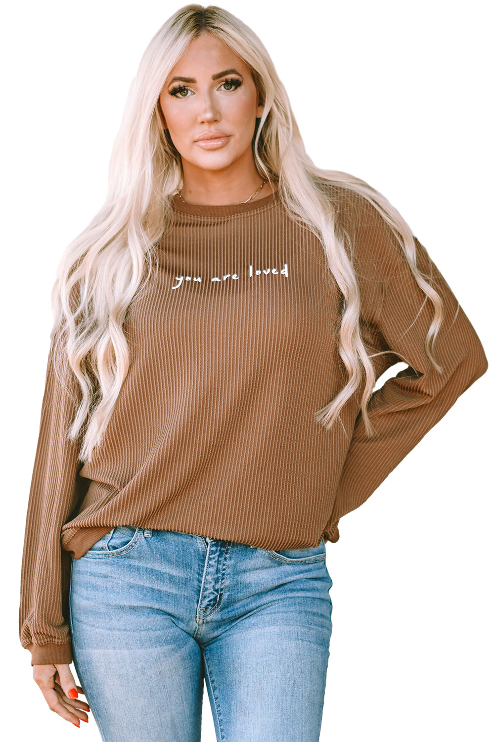 Sweat-shirt en velours côtelé imprimé You Are Loved
