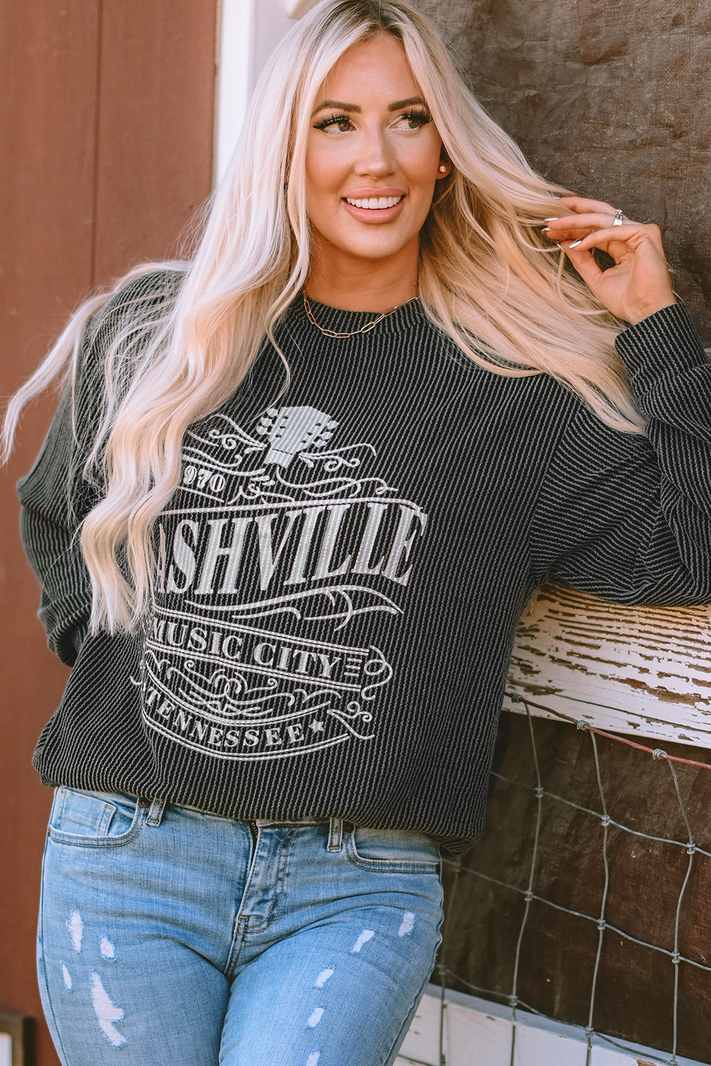 NASHVILLE MUSIC CITY Sweat-shirt graphique filaire