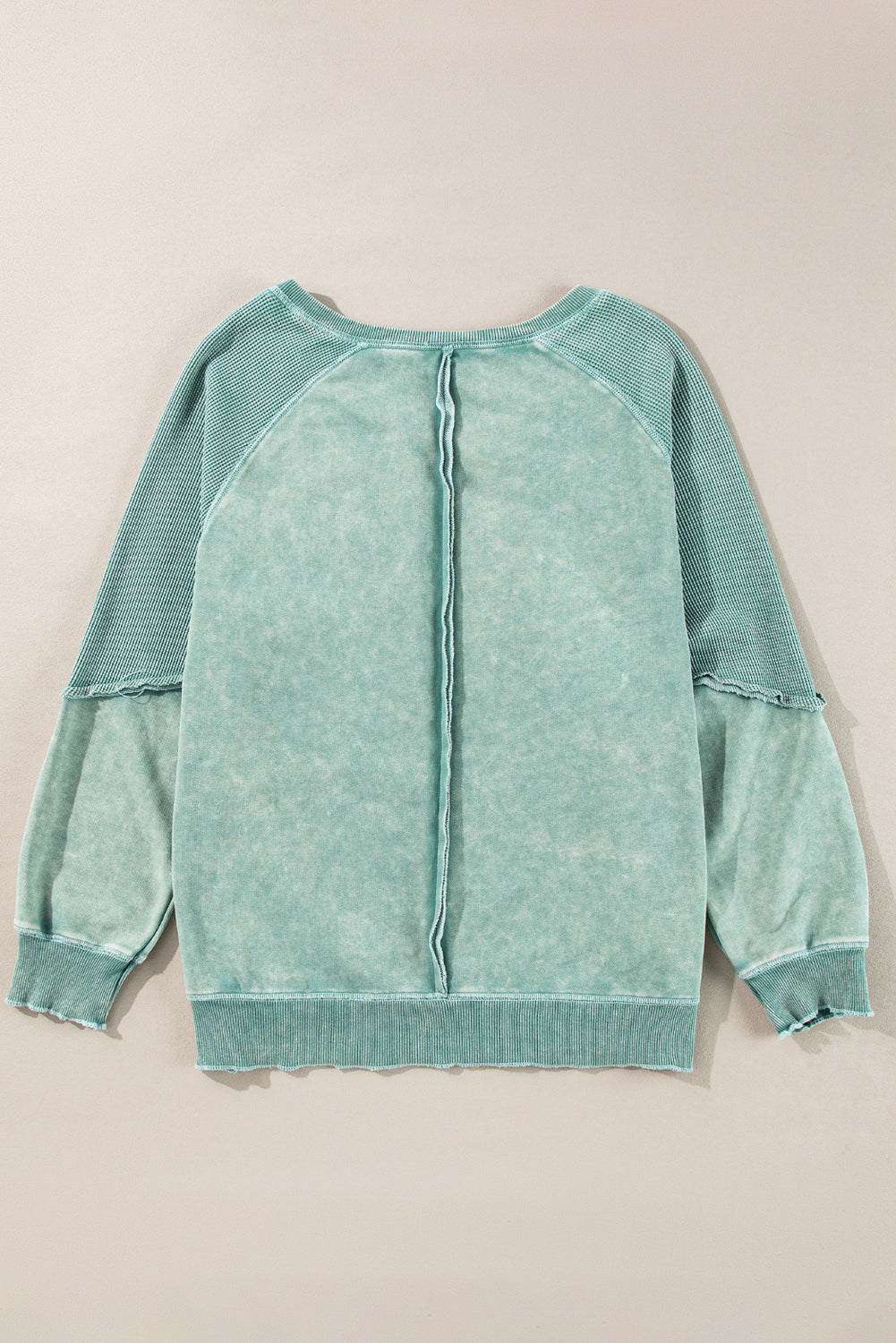 Sweat-shirt a manches raglan en tricot gaufré uni