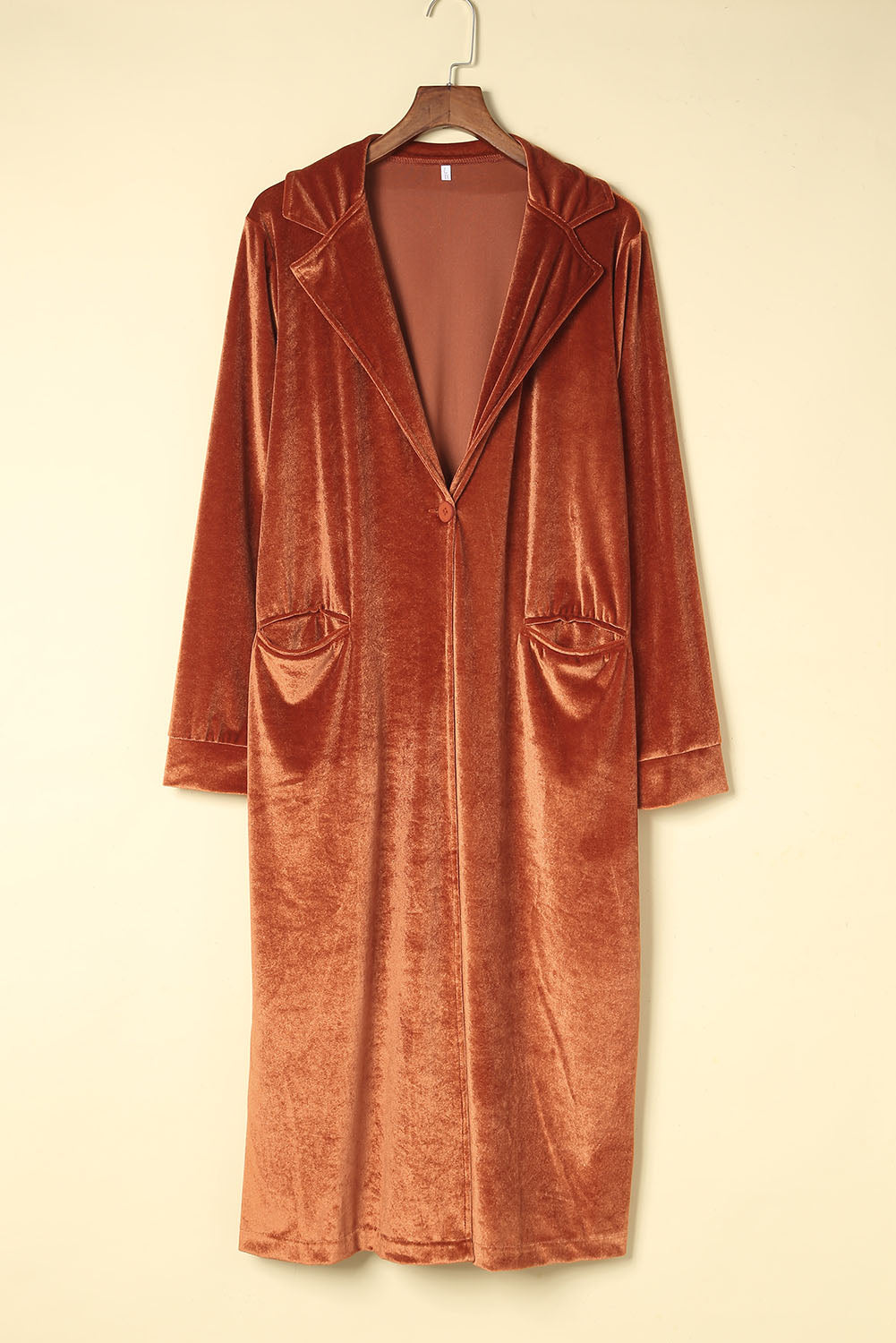 Manteau de poche a manches longues en velours rétro