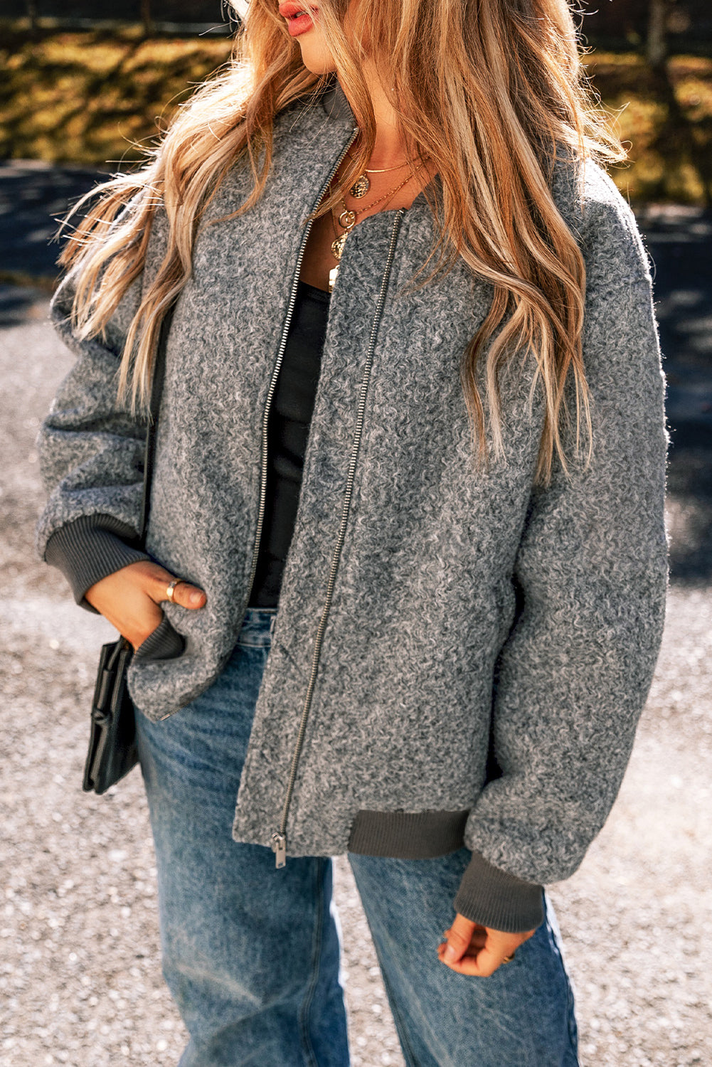 Veste duveteuse zippée a manches avec poches
