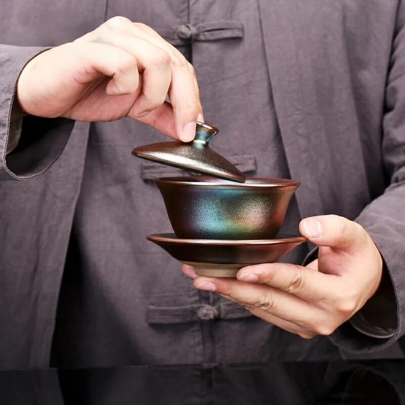 Colourful Jian Zhan Tenmoku Iridescent Tea Gaiwan