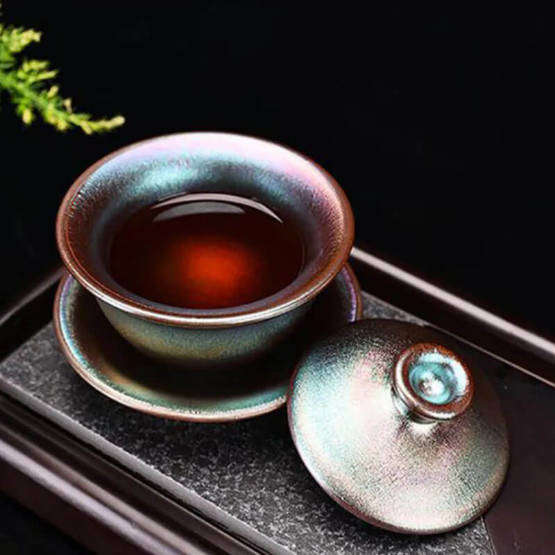 Colourful Jian Zhan Tenmoku Iridescent Tea Gaiwan