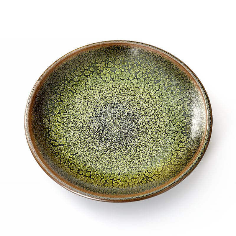 Green Partridge Jian Zhan Tenmoku Coffee Tea Cup and Saucers