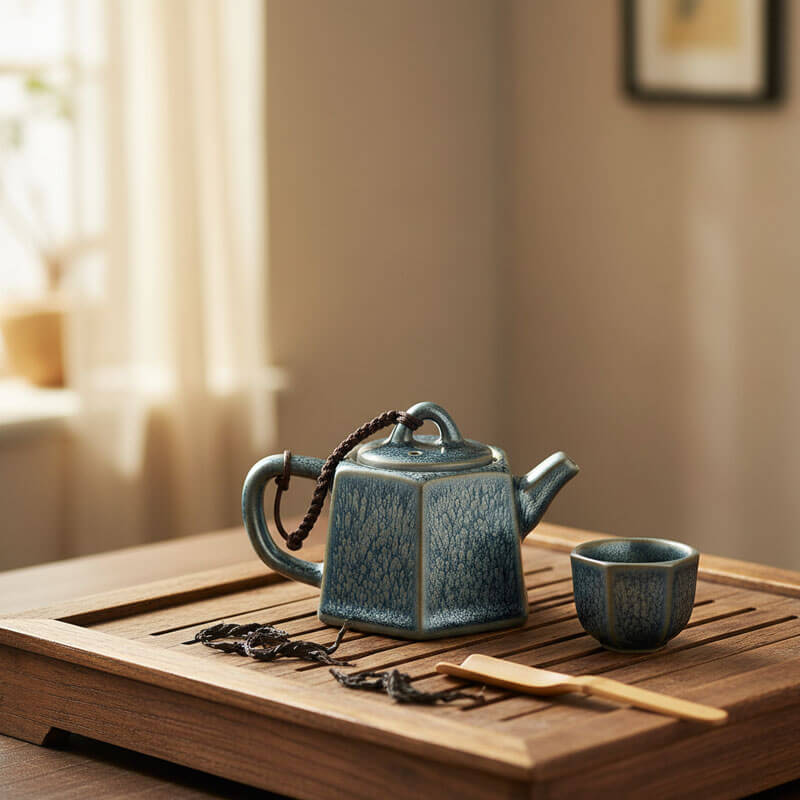 Jianzhan Tenmoku Hexagonal Teapot