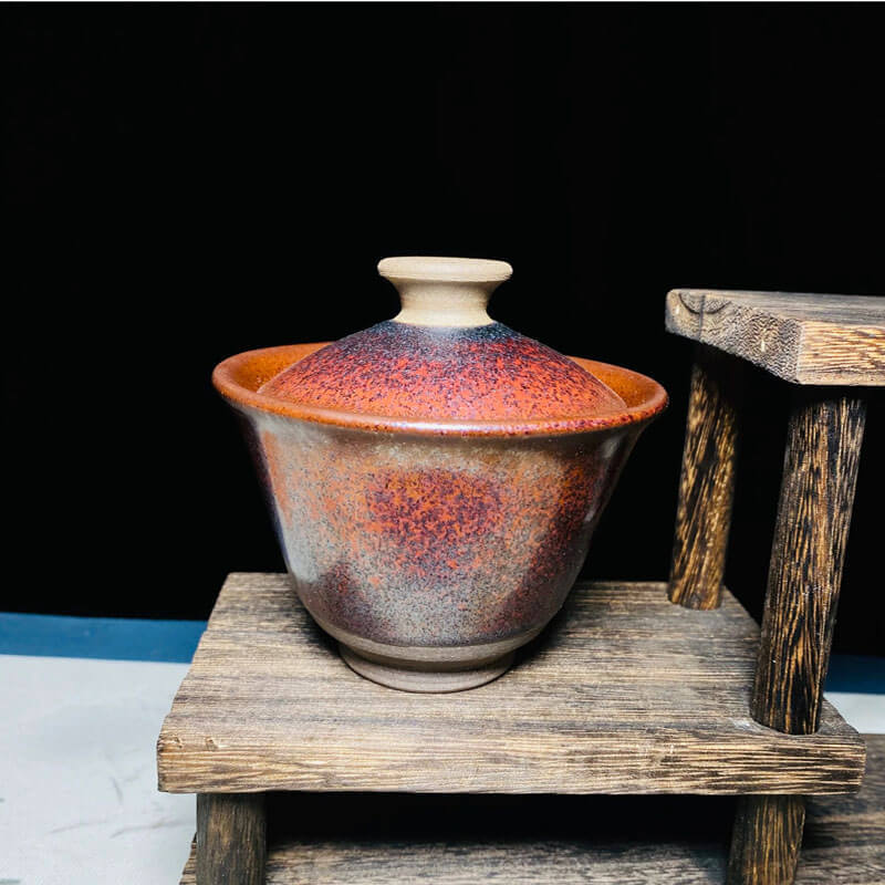Persimmon Red Tenmoku Tea Gaiwan