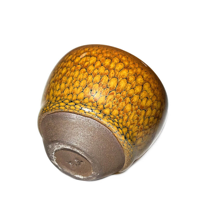 Partridge Jianzhan Tenmoku Oval Tea Cup Yellow