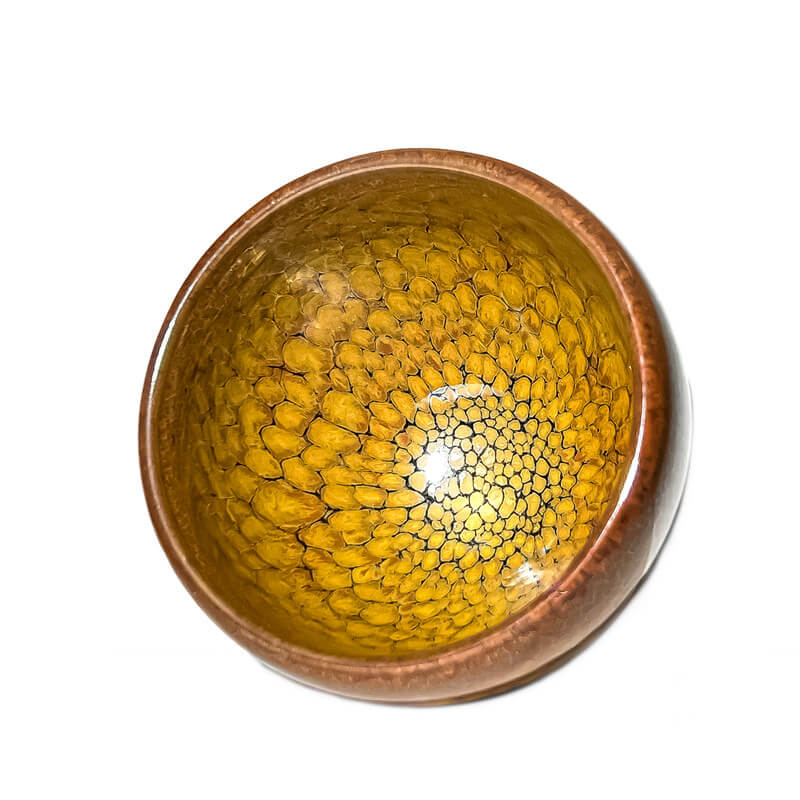 Partridge Jianzhan Tenmoku Oval Tea Cup Yellow